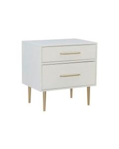 Linon Paxton 2-Drawer Nightstand, 25-3/4inH x 25-1/4inW x 18inD, White/Gold