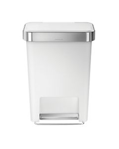 simplehuman Rectangular Step Can With Liner Pocket, 12 Gallons, White