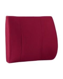 DMI Contour Foam Lumbar Back Support Cushion Pillow With Strap, 14inH x 13inW x 3inD, Burgundy