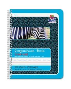 Pacon Composition Book - 100 Sheets - 200 Pages - Spiral Bound - Short Way Ruled - 0.50in Ruled - 7 1/2in x 9 3/4in - Blue Cover - 100 / Each