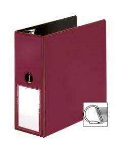 Business Source 5in D-Ring Binder - 5in Binder Capacity - 1050 Sheet Capacity - Slant D-Ring Fastener(s) - Internal Pocket(s) - Burgundy - Transparent, Lay Flat, Label Holder, Spine - 1 Each