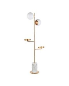 LumiSource Butler Floor Lamp, 61-1/4inH, White Shade/Gold Base
