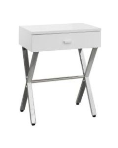 Monarch Specialties Nicole Accent Table, 22-1/4inH x 18-1/4inW x 12inD, White/Silver
