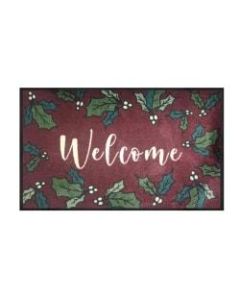 M + A Matting Message Mat, 2ft x 3ft, Welcome Holly Burgundy
