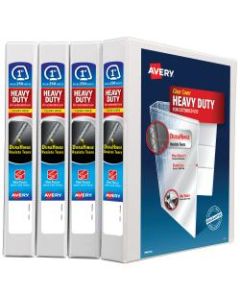 Avery Heavy-Duty 3-Ring Binder With Locking One-Touch EZD Rings, 1in Slant Rings, 42% Recycled, White, Pack Of 4