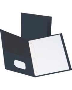 Business Source Storage Pockets Fastener Folders, 3 Fasteners, Letter Size, Dark Blue, Box Of 25