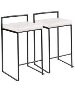 LumiSource Fuji Stacker Counter Stools, White Seat/Black Frame, Set of 2 Stools