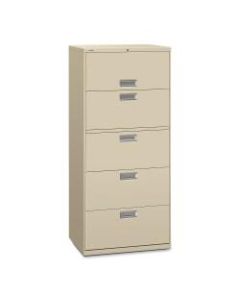 HON 600 30inW Lateral 5-Drawer Standard File Cabinet With Lock, Metal, Putty