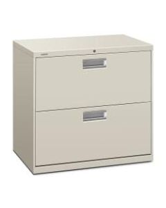 HON 600 30inW Lateral 2-Drawer Standard File Cabinet With Lock, Metal, Light Gray