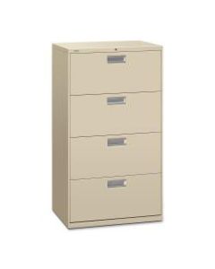 HON 600 30inW Lateral 4-Drawer Standard File Cabinet With Lock, Metal, Putty