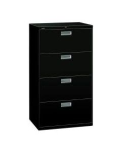 HON 600 30inW Lateral 4-Drawer Standard File Cabinet With Lock, Metal, Black