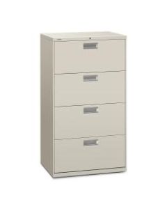 HON 600 30inW Lateral 4-Drawer Standard File Cabinet With Lock, Metal, Light Gray