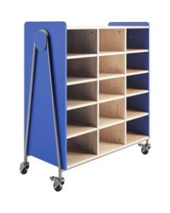Safco Whiffle Triple-Column 15-Shelf Rolling Storage Cart, 48inH x 43-1/4inW x 19-3/4inD, Spectrum Blue