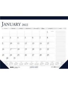 House of Doolittle Blue/Gray Print Monthly Desk Pad - Julian Dates - Monthly - 1 Year - January 2022 till December 2022 - 1 Month Single Page Layout - 22in x 17in Sheet Size - 2.37in x 1.87in Block - Desk Pad - Blue - Paper - 1 Each