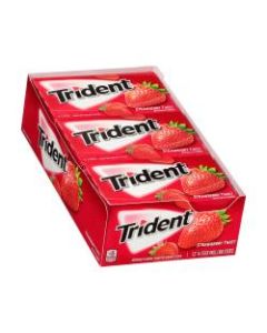 Trident Sugar-Free Strawberry Twist Gum, 14 Pieces Per Pack, Box Of 12 Packs