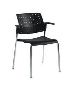 Global Sonic Stacking Chairs With Arms, 32inH x 25inW x 21 3/4inD, Black/Chrome, Pack Of 2