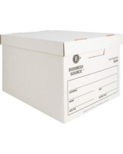 Business Source Quick Setup Medium-Duty Storage Box - External Dimensions: 12in Width x 15in Depth x 10inHeight - Media Size Supported: Legal, Letter - Lift-off Closure - Medium Duty - Stackable - White - For File - Recycled - 12 / Carton