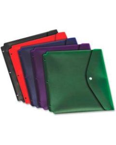Cardinal Dual Pocket Snap Envelopes - For Letter 8 1/2in x 11in Sheet - 3 x Holes - Ring Binder - Blue, Black, Red, Purple, Green - Poly - 5 / Pack