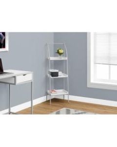 Monarch Specialties 3-Shelf Backless Metal Bookcase, White/Silver