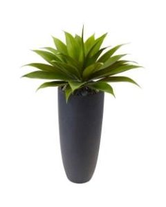 Nearly Natural 38inH Plastic Agave Plant With Cylinder Planter, Green/Gray