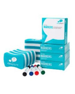 IdeaPaint Dry-Erase Marker Refill Set, Bullet Point, Assorted Ink Colors, Pack Of 48 Pens With 8 Erasers