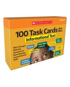 Scholastic 100 Task Cards In A Box: Informational Text Cards, Grades 4-6