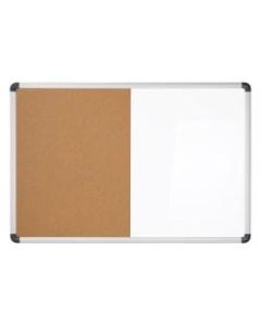Realspace Magnetic Dry-Erase Whiteboard/Cork Bulletin Board, 24in x 36in, Silver Aluminum Frame