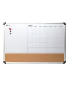 Realspace Magnetic Dry-Erase Whiteboard/Cork Calendar Board, 24in x 36in, Silver Aluminum Frame