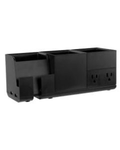 Bostitch Office Konnect Stackable 4-Piece Desk Organization Kit With Power Station, Black