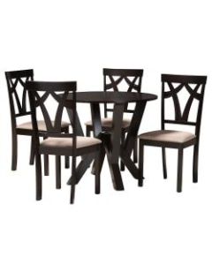 Baxton Studio Reagan Wood Dining Set, 29-15/16inH x 35-7/16inW x 35-7/16inD, Sand/Dark Brown