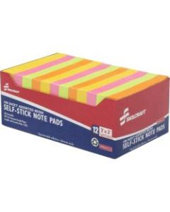 SKILCRAFT 100% Recycled Self-Stick Note Pads, 2in x 3in, Assorted Neon, 100 Sheets Per Pad, Pack Of 12 Pads (AbilityOne 7530-01-393-0103)