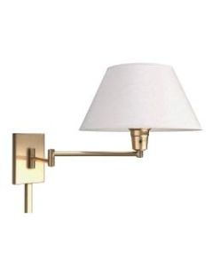 Kenroy Home Simplicity Wall-Mount Swing Arm Lamp, 16inW, Vintage Brass