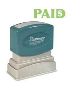 Xstamper Pre-Inked PAID Title Stamp - Message Stamp - "PAID" - 0.50in Impression Width x 1.63in Impression Length - 100000 Impression(s) - Light Green - Recycled - 1 Each
