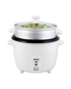 Better Chef 10-Cup Rice Cooker With Food Steamer Attachment, White