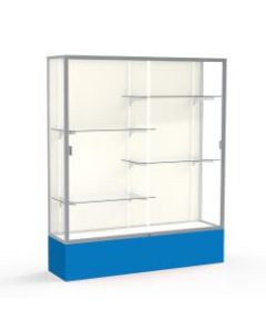 Waddell Spirit 4-Shelf Floor Display Case, 72inH x 60inW x 16inD, Royal Blue Base/Satin Finish