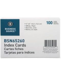 Business Source Plain Index Cards - 6in Width x 4in Length - 100 / Pack