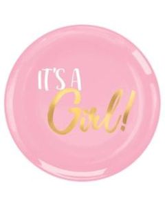 Amscan Oh Baby Girl Coupe Plastic Plates, 7-1/2in, Pink, Pack Of 20 Plates