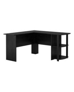 Ameriwood Home Dakota L-Shaped Desk With Bookshelves, Black Ebony Ash