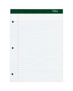 TOPS Double Docket Rigid Back Legal Pads - 100 Sheets - Stapled/Glued - Ruled - 16 lb Basis Weight - 8 1/2in x 11 3/4in - White Paper - Green Binder - Hard Cover, Perforated, Stiff-back, Back Board - 100 / Pad