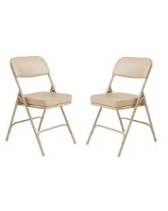 National Public Seating Vinyl-Upholstered Folding Chair, Beige, Set Of 2