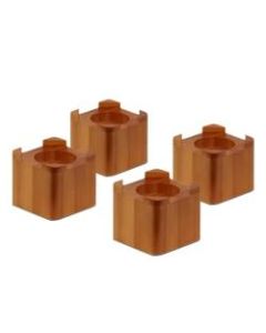 Honey-Can-Do Wooden Bed Lifts, 3 13/16inH x 4 1/4inW x 4 1/4inD, Dark Maple, Pack Of 4