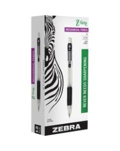 Zebra Z-Grip Mechanical Pencil, 0.7mm, Clear/Black Barrel, Pack Of 12