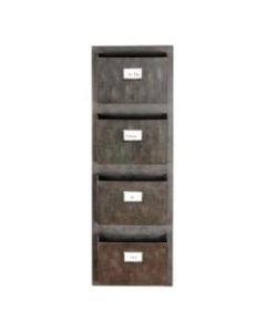 Linon Home Decor Products Gadsden Metal 4-Slot Vertical Home Office Mailbox, 46inH x 14-3/8inW x 4inD, Gray