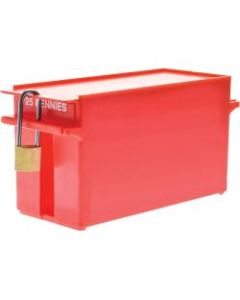 Nadex Coins AEX1-1016 Large Capacity Rolled Coin Storage Box (Pennies) - External Dimensions: 3.8in Length x 9.6in Width x 4.4in Height - 2500 x Coin - Padlock, Zipper Closure - Stackable - Red - For Coin, Transportation