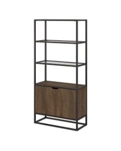Bush Furniture Anthropology 5 Shelf Bookcase With Doors, Rustic Brown Embossed, Standard Delivery