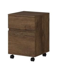 Bush Furniture Anthropology 15-1/2inD Vertical 2-Drawer Mobile File Cabinet, Rustic Brown Embossed, Standard Delivery
