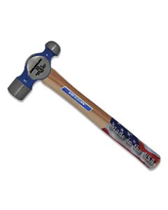 Commercial Ball Pein Hammer, Hickory Handle, 15-3/4 in, Forged Steel 32 oz Head