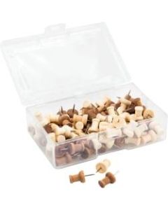 U Brands Wood Push Pins, Natural and Dark, 100-Count (3085U06-24) - 0.38in Shank - 0.25in Head - 100 / Pack - Natural, Brown - Steel, Wood, Plastic