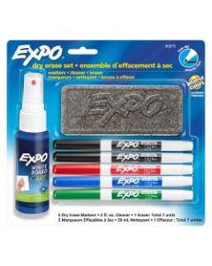 EXPO2 Low-Odor Dry-Erase Starter Kit, Fine-Point, 5 Markers, Black (2), Red, Blue, Green