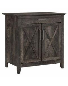 Bush Furniture Key West Secretary Desk With Keyboard Tray And Storage Cabinet, Dark Gray Hickory, Standard Delivery